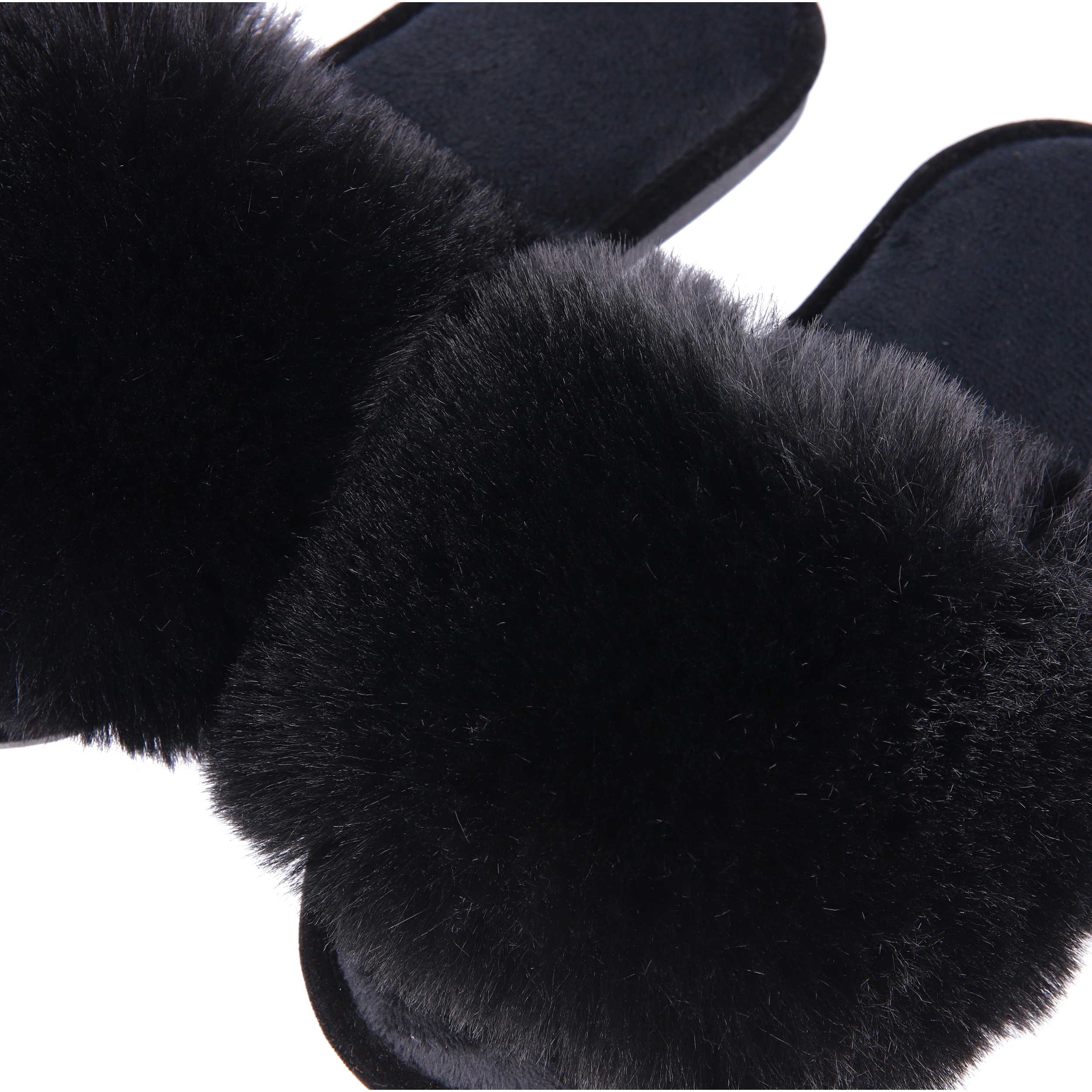 Damskie kapcie domowe z futra w kolorze czarnym