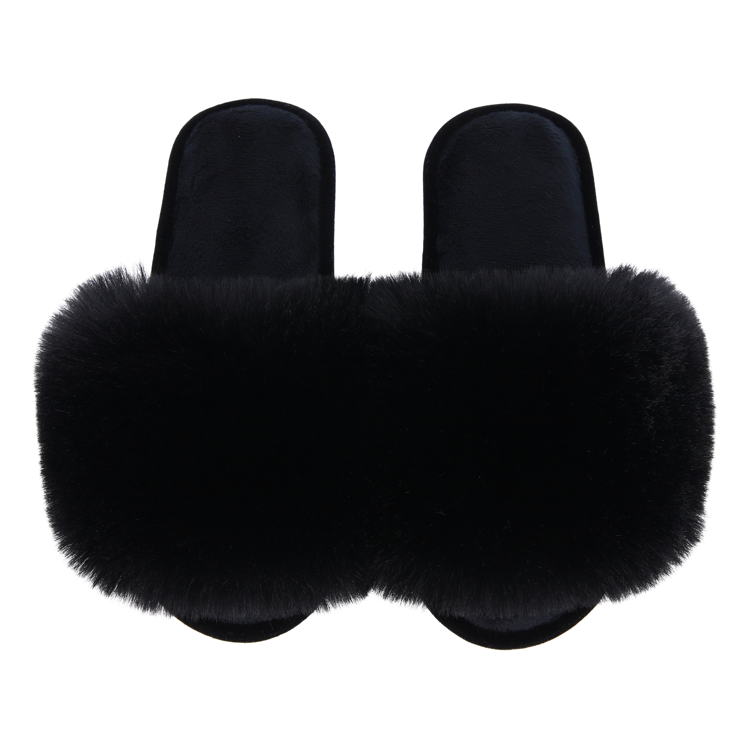 Damskie kapcie domowe z futra w kolorze czarnym