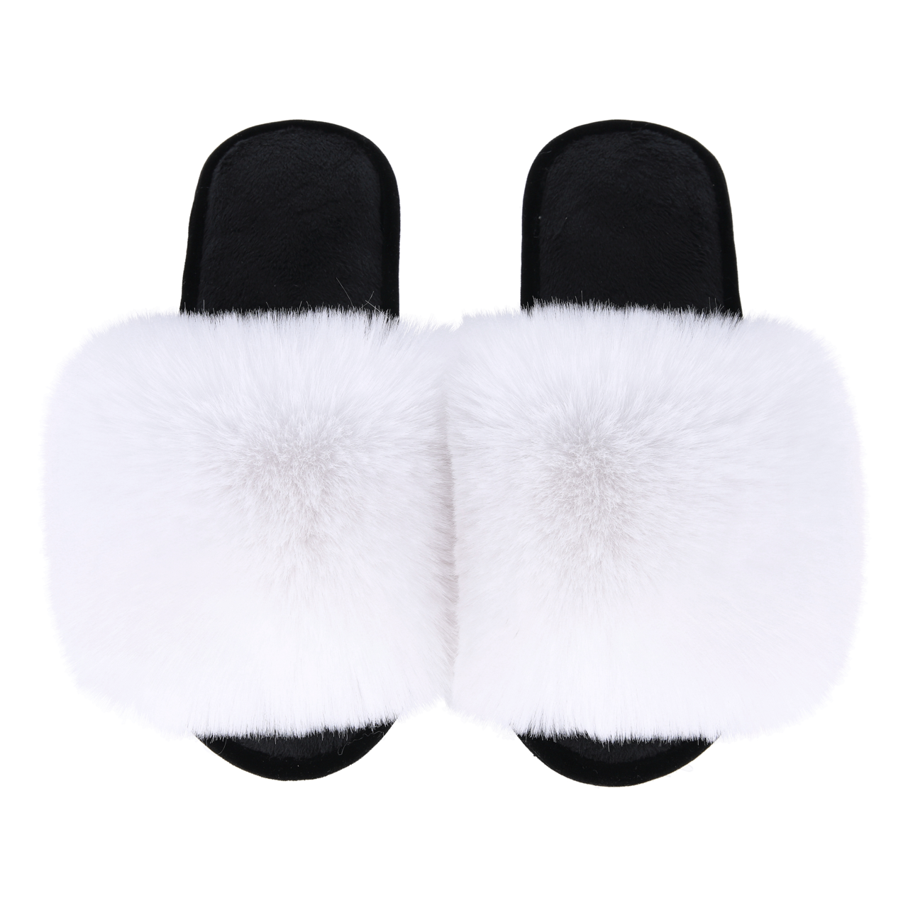 Damskie kapcie domowe z futra w kolorze biało-czarnym